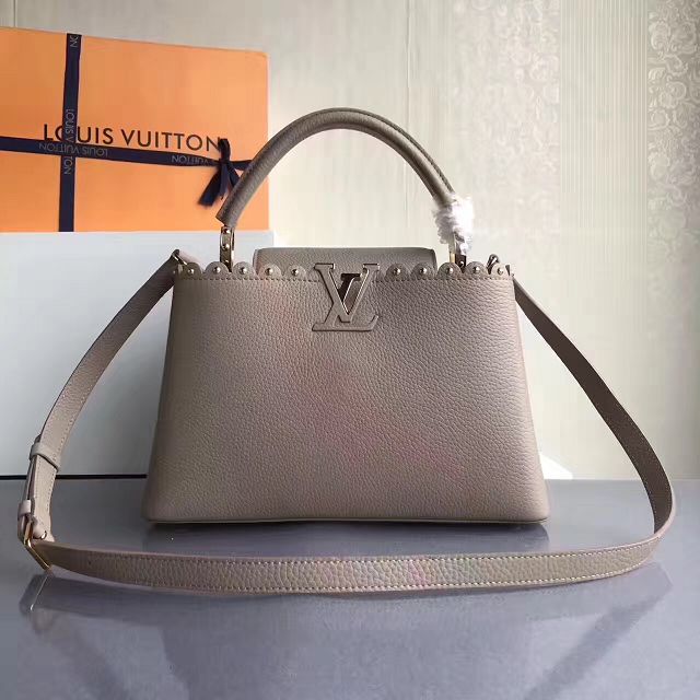 2017 Louis vuitton original taurillon leather capucines PM M54565 gray