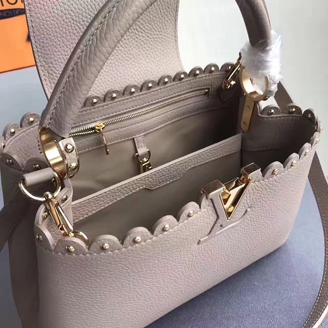 2017 Louis vuitton original taurillon leather capucines PM M54565 gray