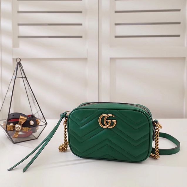 2017 GG marmont matelasse calfskin mini bag 448065 green