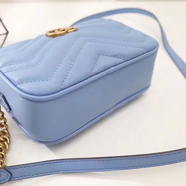 2017 GG marmont matelasse calfskin mini bag 448065 sky blue