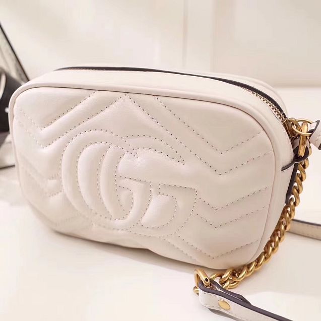 2017 GG marmont matelasse calfskin mini bag 448065 white