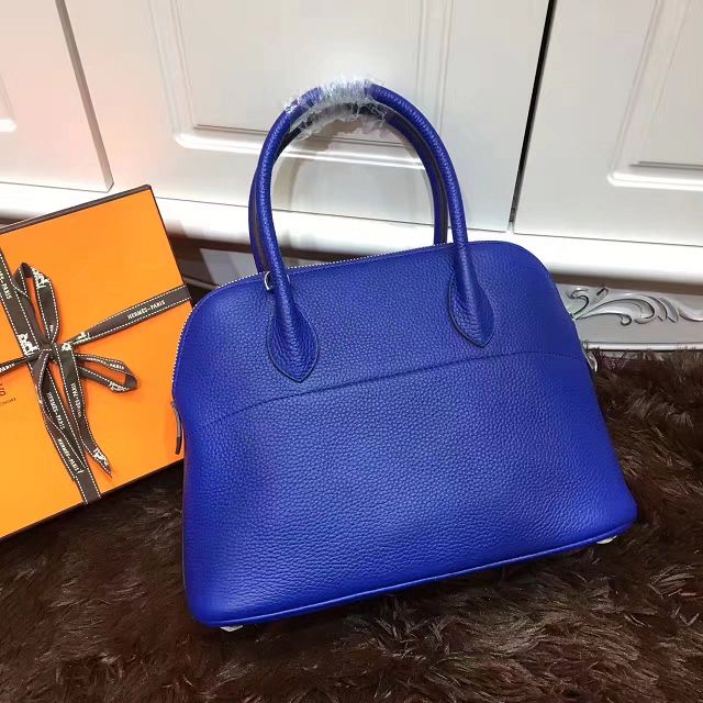 Hermes calfskin small bolide 27 bag B27 royal blue