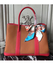 Hermes hand-made original calfskin garden party 36 bag G0360 red&coffee