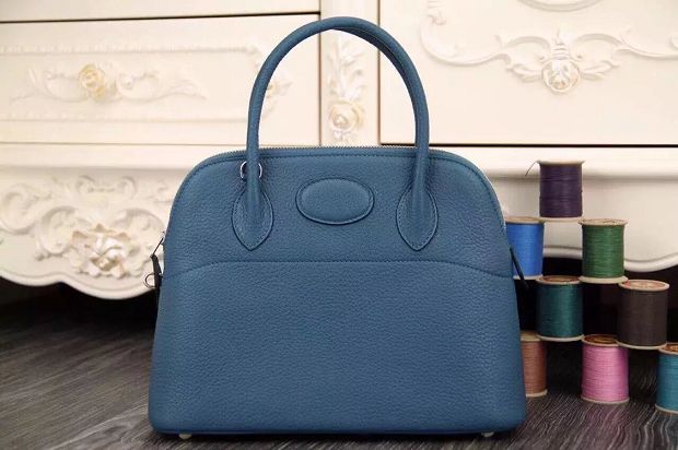 Hermes original togo leather medium bolide 31 bag B031 blue