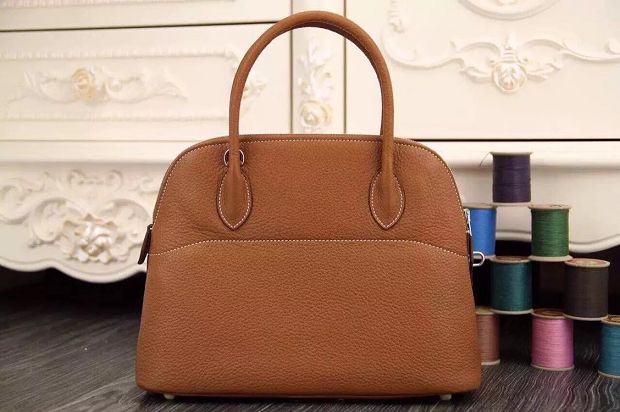 Hermes original togo leather medium bolide 31 bag B031 coffee