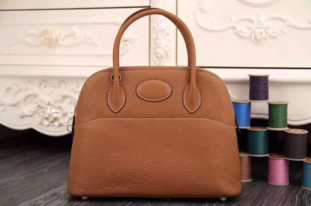 Hermes original togo leather medium bolide 31 bag B031 coffee