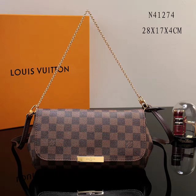 Louis vuitton original damier ebene favorite mm N41129 brown 