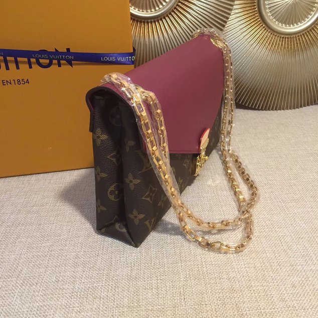 Louis vuitton original monogram canvas pallas chain bag M41200 burgundy