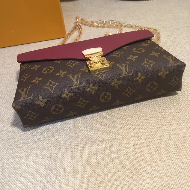 Louis vuitton original monogram canvas pallas chain bag M41200 burgundy