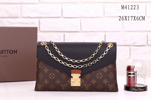 Louis vuitton original monogram canvas pallas chain bag M41223 black