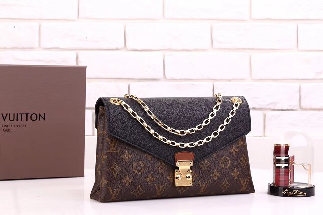 Louis vuitton original monogram canvas pallas chain bag M41223 black