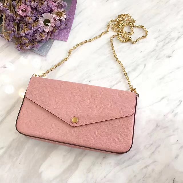 Louis vuitton original monogram empreinte pochette felicie M64064 pink