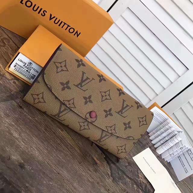 Louis Vuitton monogram reverse emilie wallet m60696 burgundy