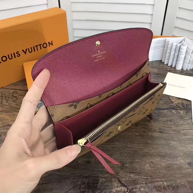 Louis Vuitton monogram reverse emilie wallet m60696 burgundy