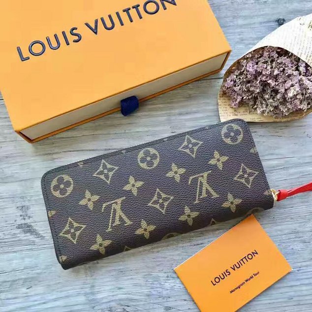 Louis vuitton monogram canvas clemence wallet m61298 orange