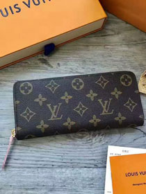 Louis vuitton monogram canvas clemence wallet m61796 pink