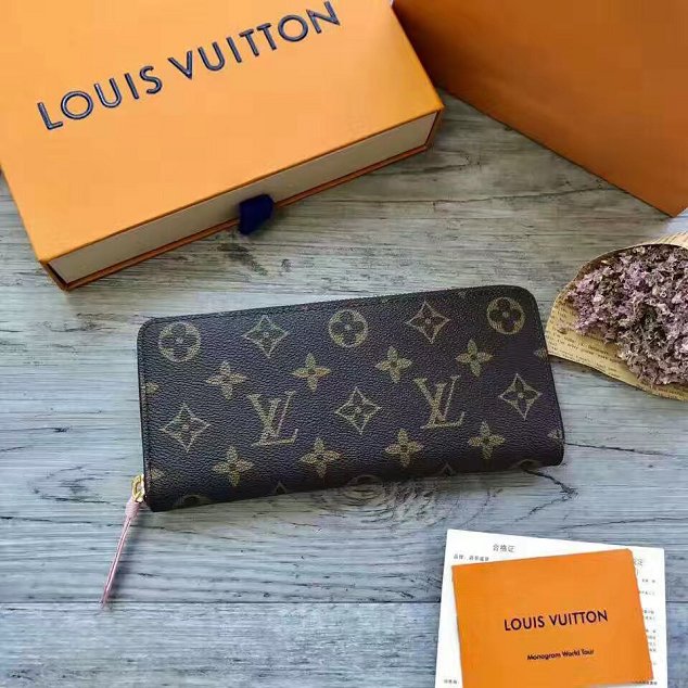 Louis vuitton monogram canvas clemence wallet m61796 pink