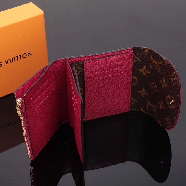 Louis vuitton monogram canvas helene wallet M62036 rose red