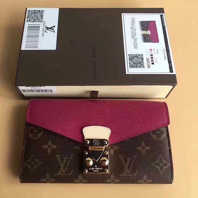 Louis vuitton monogram canvas pallas wallet M58415 burgundy