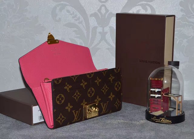 Louis vuitton monogram canvas pallas wallet M64093 rose red