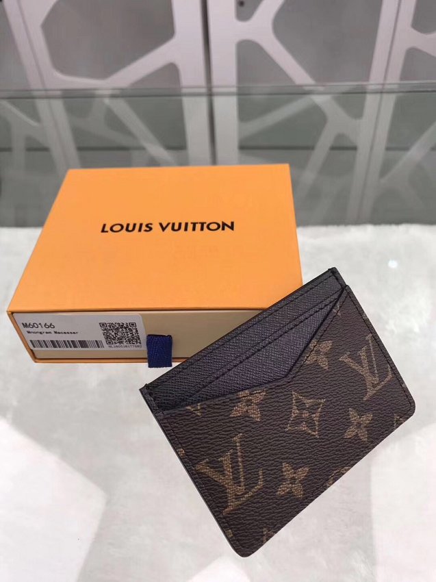 Louis vuitton monogram canvas zipped card holder M62257 black