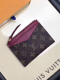 Louis vuitton monogram canvas zipped card holder M62257 burgundy