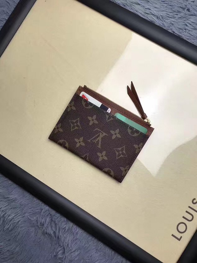 Louis vuitton monogram canvas zipped card holder M62257 coffee