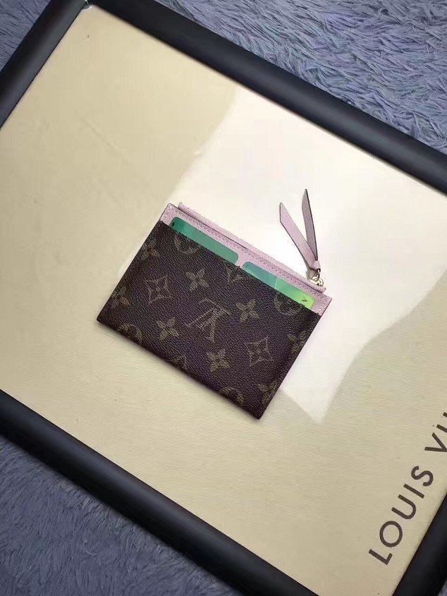 Louis vuitton monogram canvas zipped card holder M62257 pink