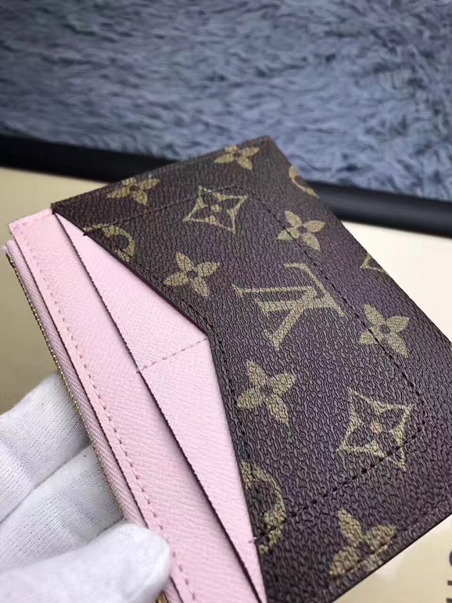 Louis vuitton monogram canvas zipped card holder M62257 pink