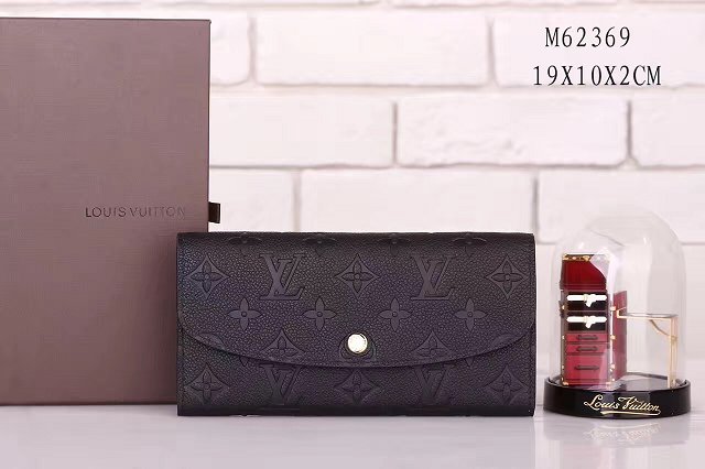 Louis vuitton monogram empreinte emilie wallet m62369 black