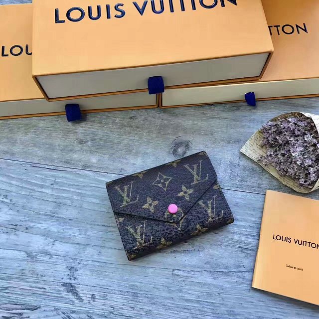 Louis vuitton monogram canvas victorine wallet M41938 rose red