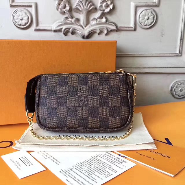 2017 louis vuitton origianl damier ebene mini pochette accessoires N58009