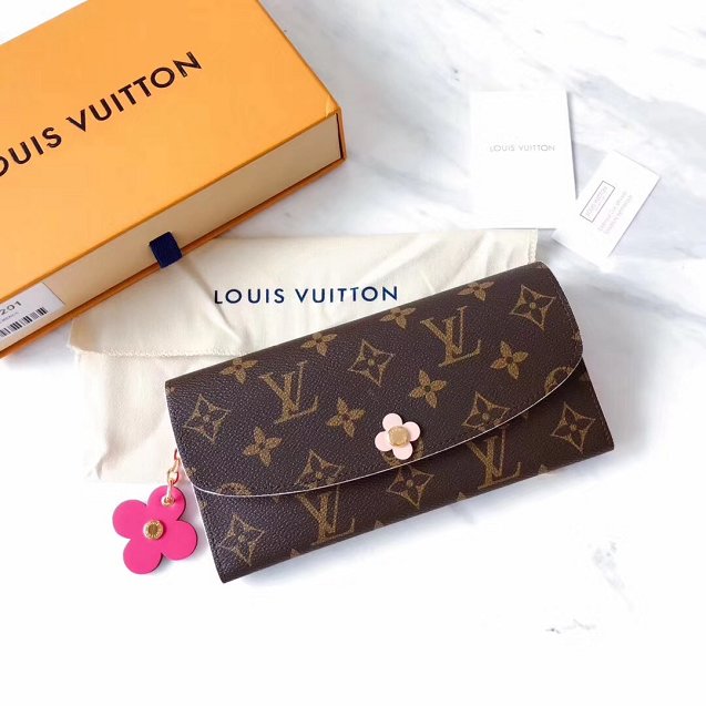 Louis vuitton monogram canvas emilie wallet M64202 rose red