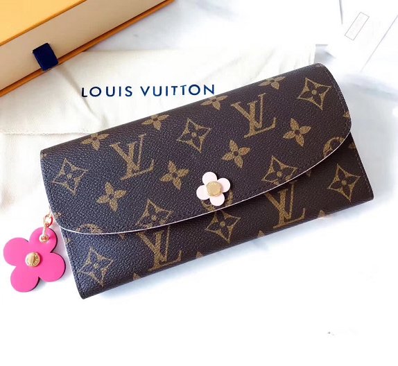 Louis vuitton monogram canvas emilie wallet M64202 rose red