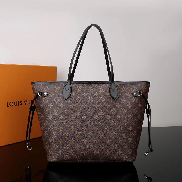 2017 louis vuitton original monogram black trim neverfull mm M48288 