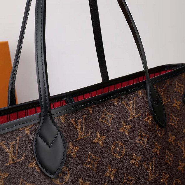 2017 louis vuitton original monogram black trim neverfull mm M48288 