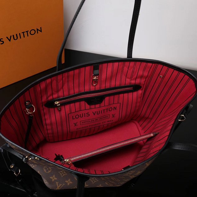 2017 louis vuitton original monogram black trim neverfull mm M48288 