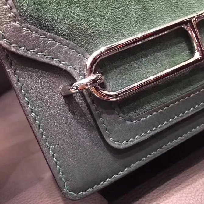 Hermes original suede leather roulis bag R0180 olive