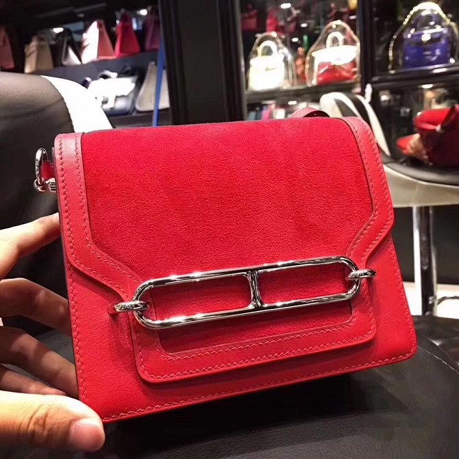 Hermes original suede leather roulis bag R0180 red