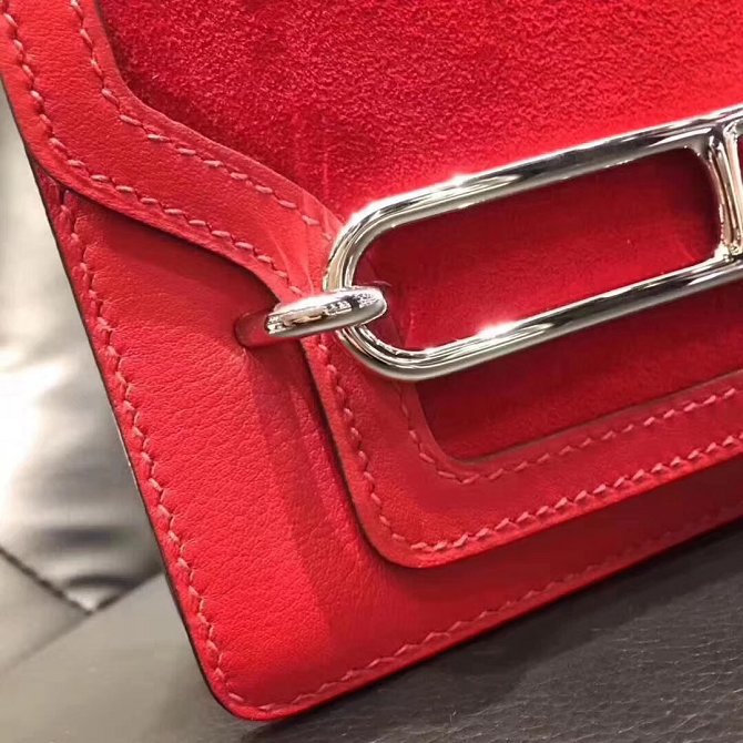 Hermes original suede leather roulis bag R0180 red