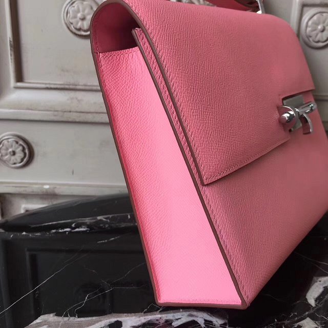 Hermes original epsom leather verrou chaine mini bag V18 pink