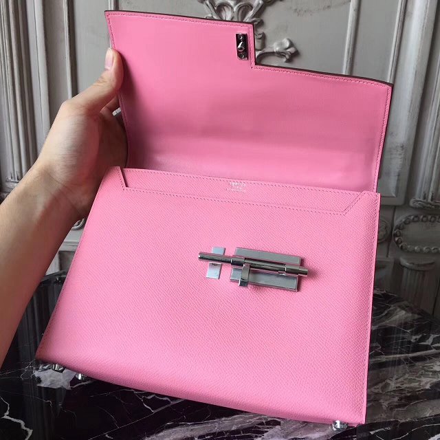 Hermes original epsom leather verrou chaine mini bag V18 pink