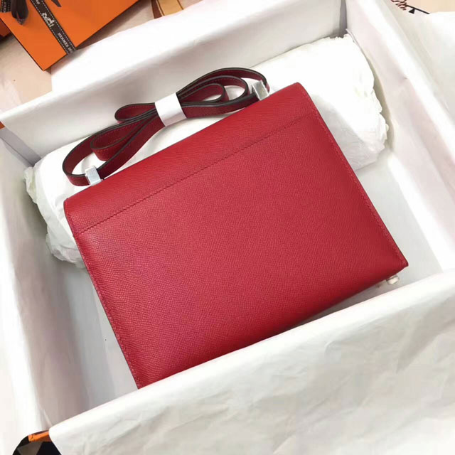 Hermes original epsom leather verrou chaine mini bag V18 red