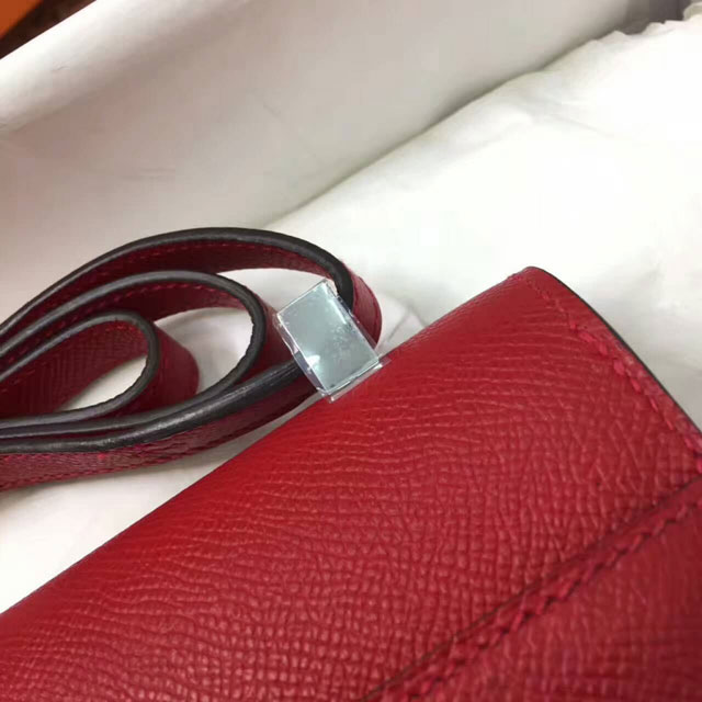 Hermes original epsom leather verrou chaine mini bag V18 red