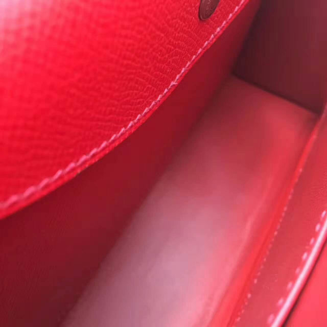 Hermes original epsom leather verrou chaine mini bag V18 red