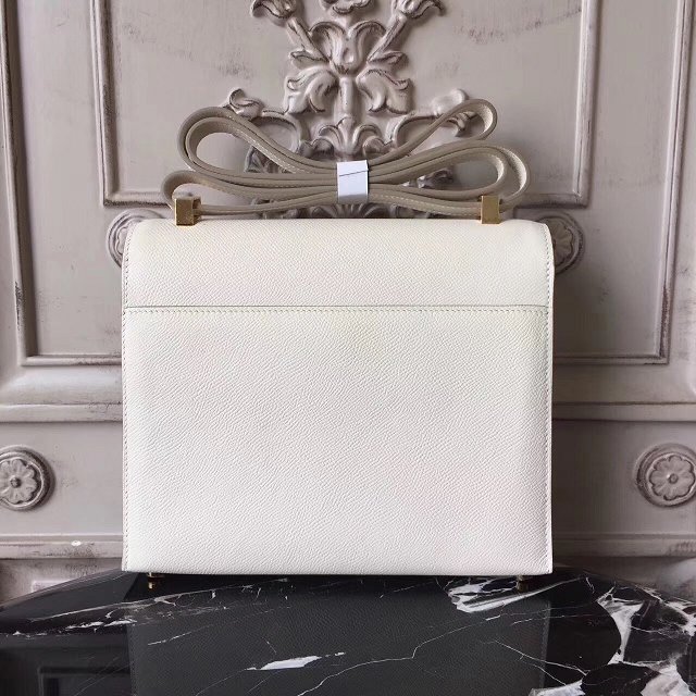 Hermes original epsom leather verrou chaine mini bag V18 white