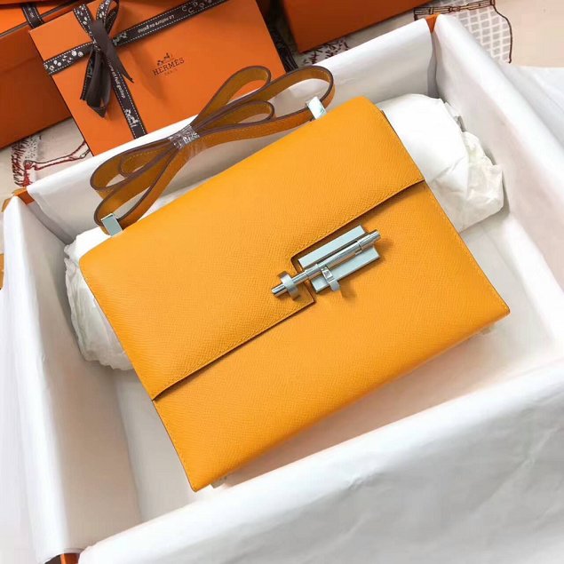 Hermes original epsom leather verrou chaine mini bag V18 yellow