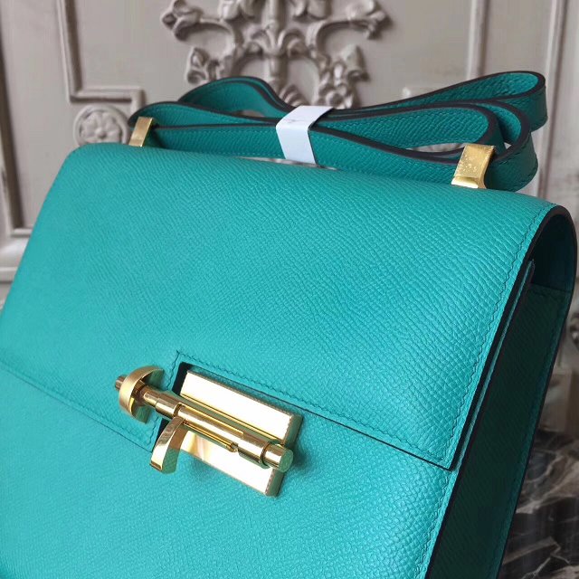 Hermes original epsom leather verrou chaine bag V23 cyan