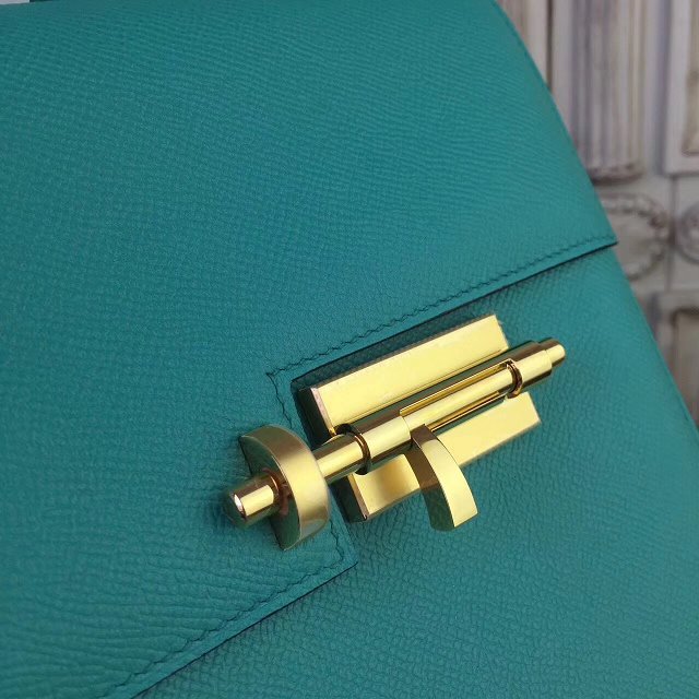 Hermes original epsom leather verrou chaine bag V23 cyan