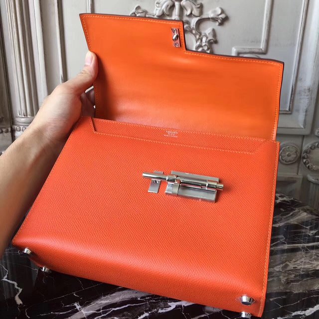 Hermes original epsom leather verrou chaine bag V23 orange